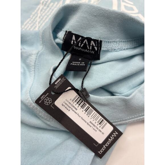 Boohoo Man Blue Oversized Pour Homme Space Short Sleeve T-shirt Size Small - Picture 5 of 6